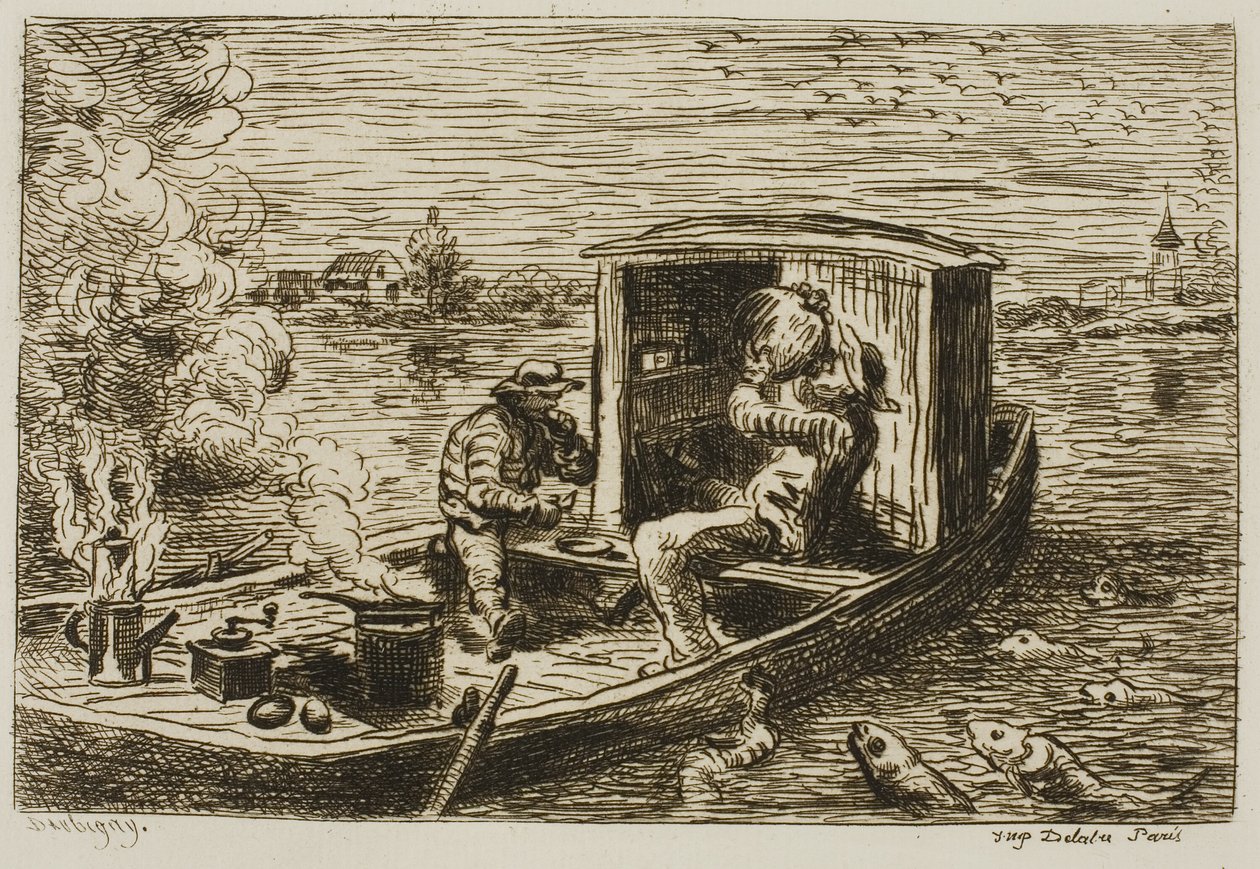 Svelging (måltid på båten) av Charles Francois Daubigny