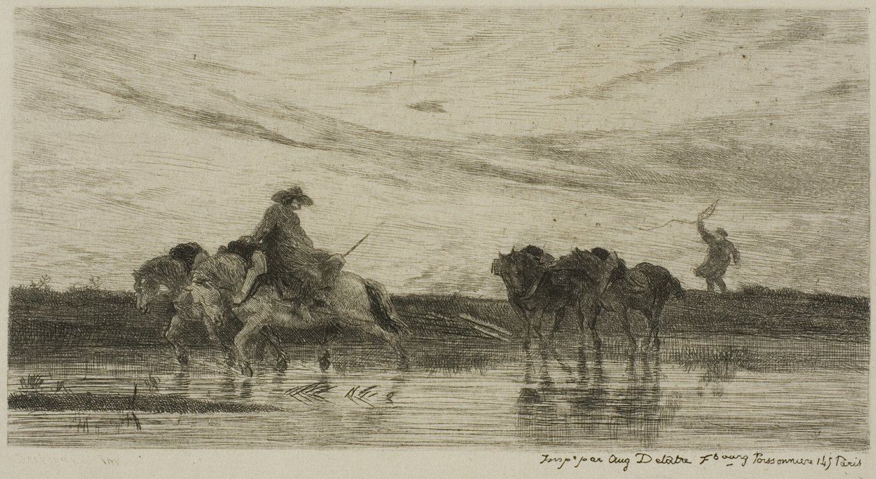 Dray-hestene av Charles Francois Daubigny
