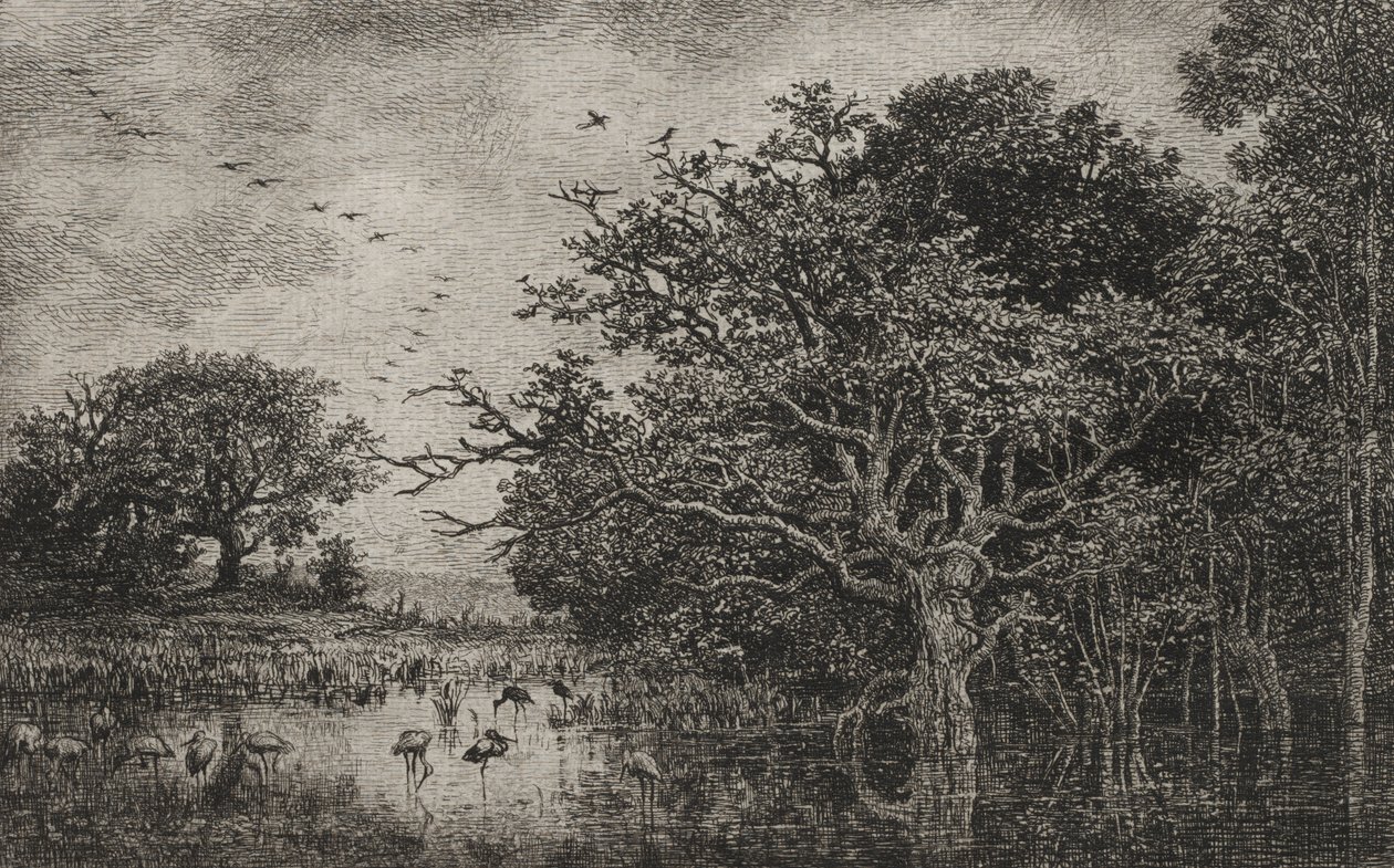Myra med storker av Charles Francois Daubigny