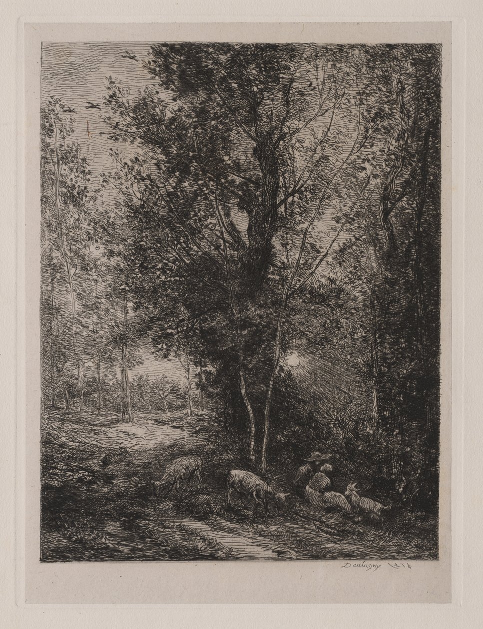 Hyrden og gjeterinnen, 1874. av Charles Francois Daubigny