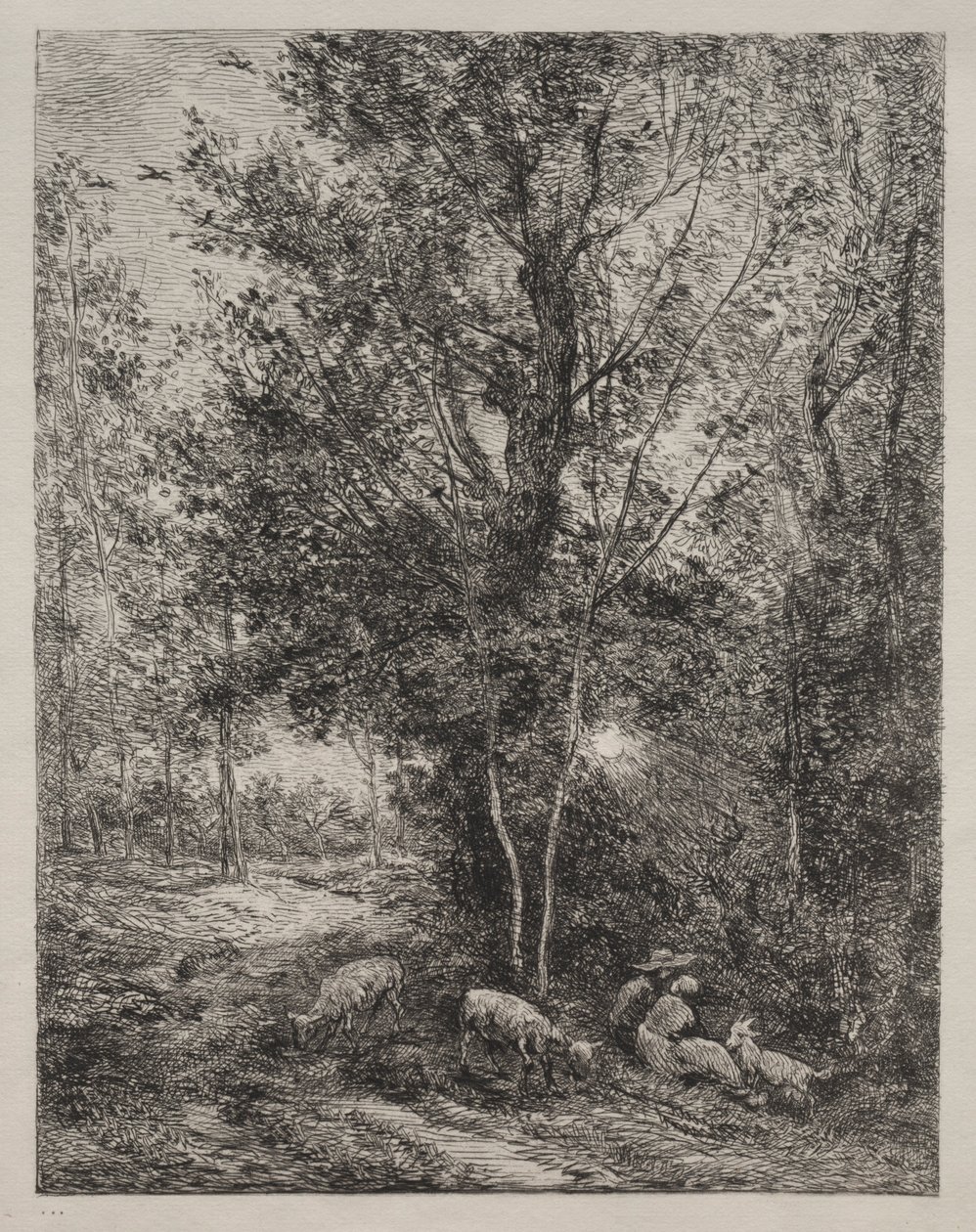 Hyrden og gjeterinnen, 1874. av Charles Francois Daubigny