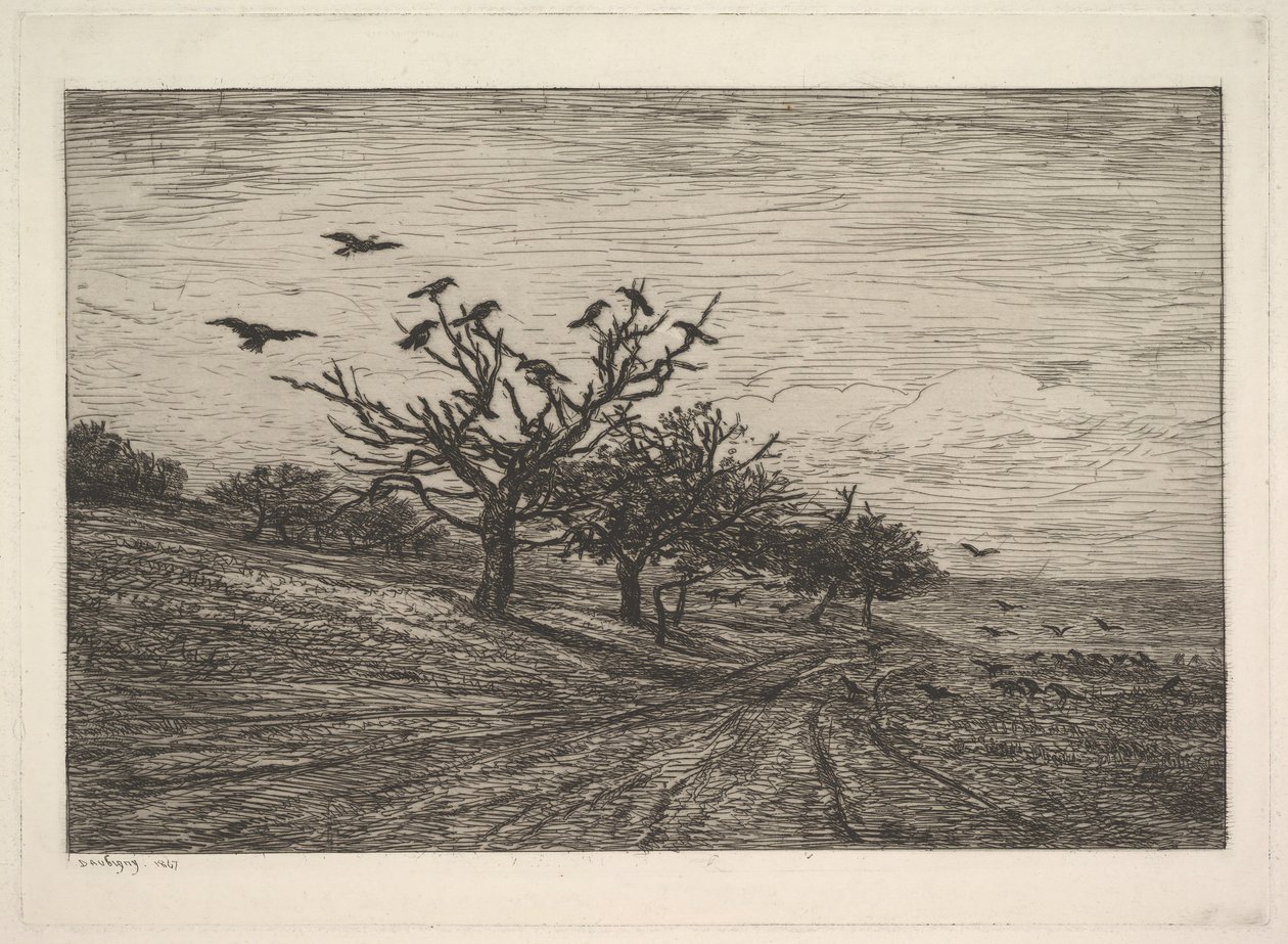 Tre fylt med kråker, 1867. av Charles Francois Daubigny