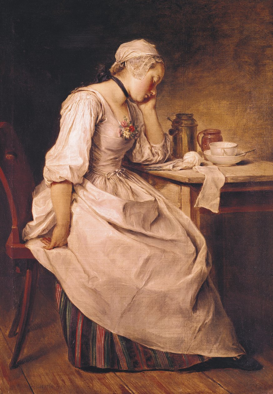 Ung kvinne sover av Charles Francois Hutin