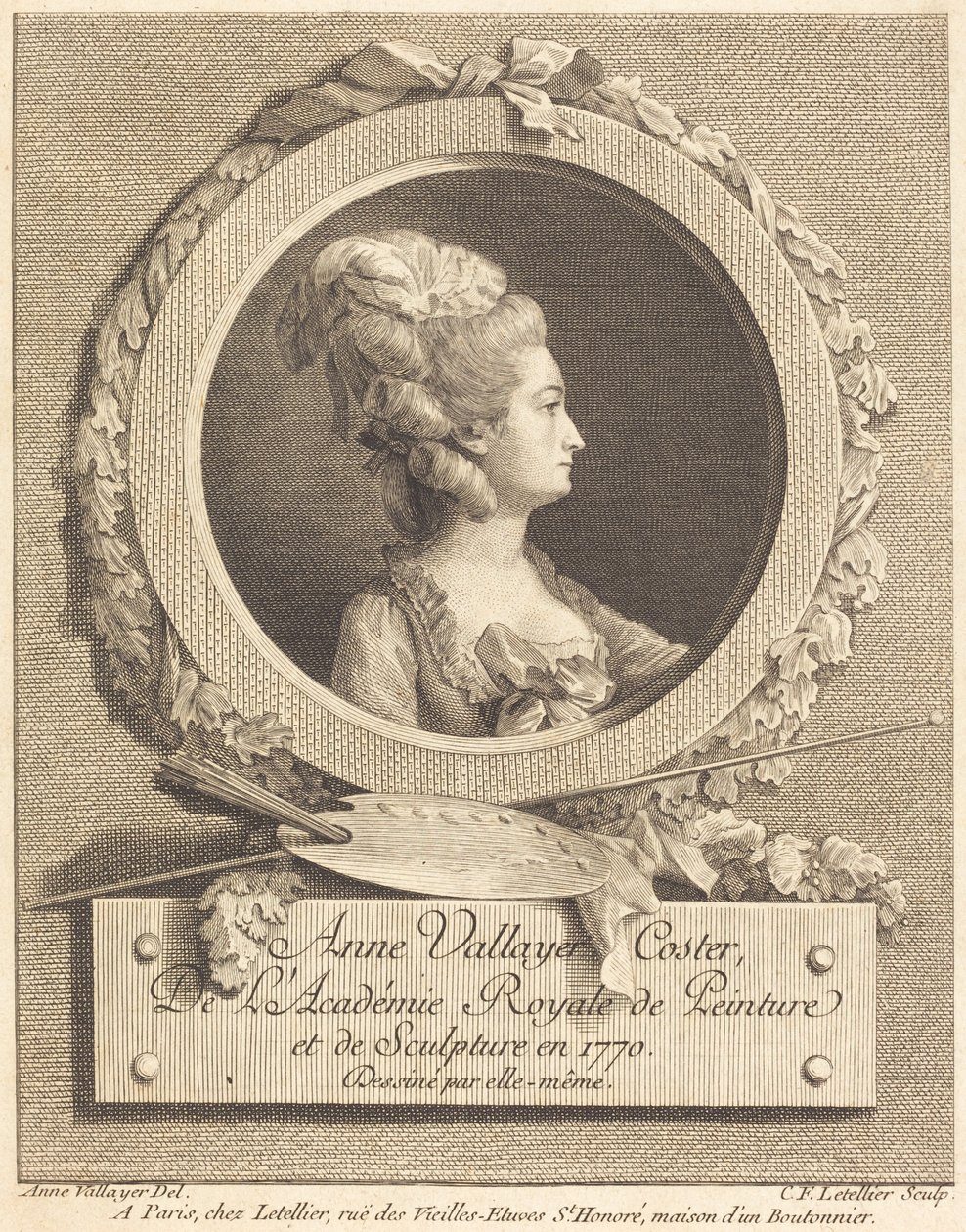 Anne Vallayer-Coster av Charles Francois Le Tellier after Anne Vallayer Coster