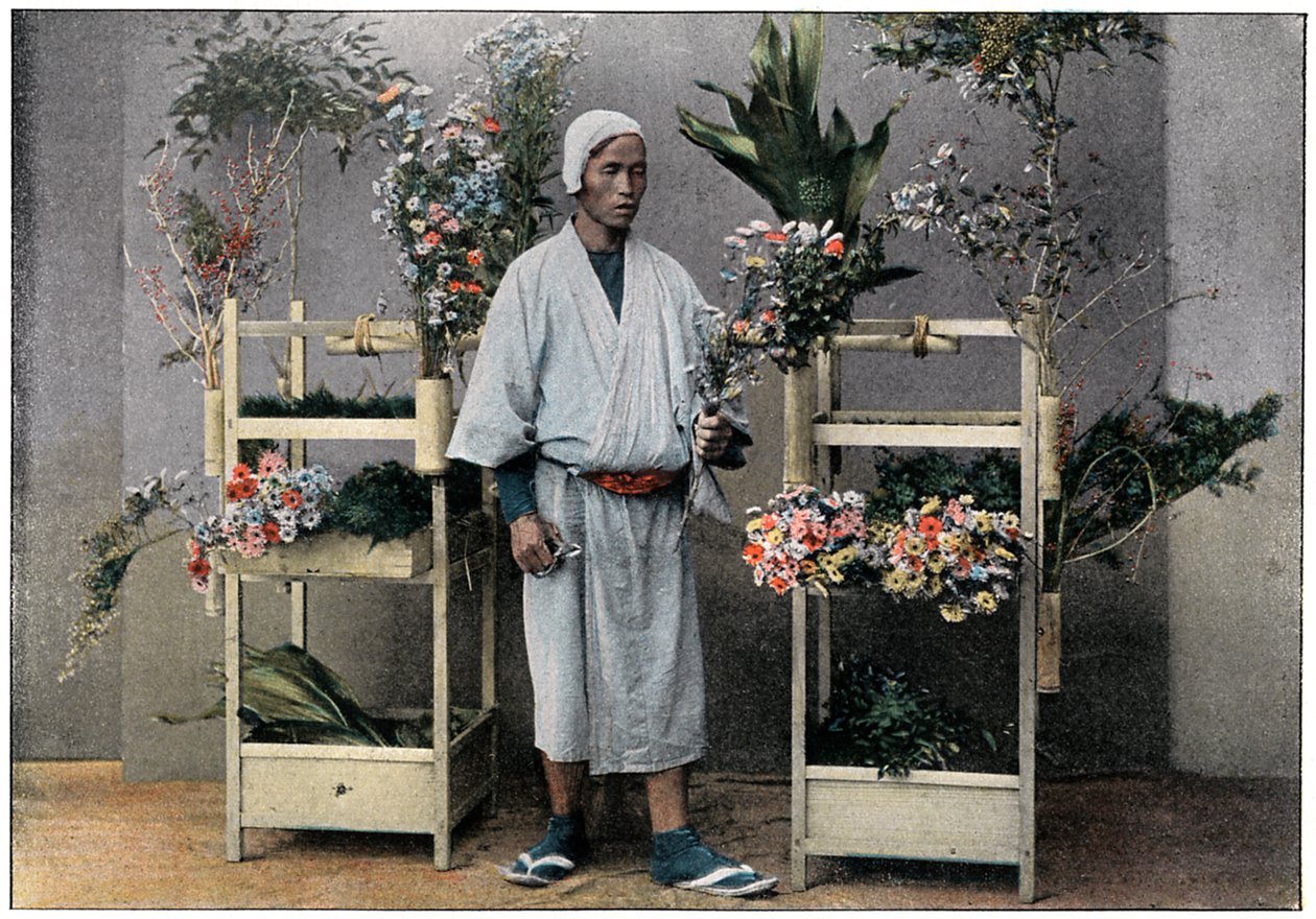 Blomsterhandler i Japan, ca 1890 av Charles Gillot