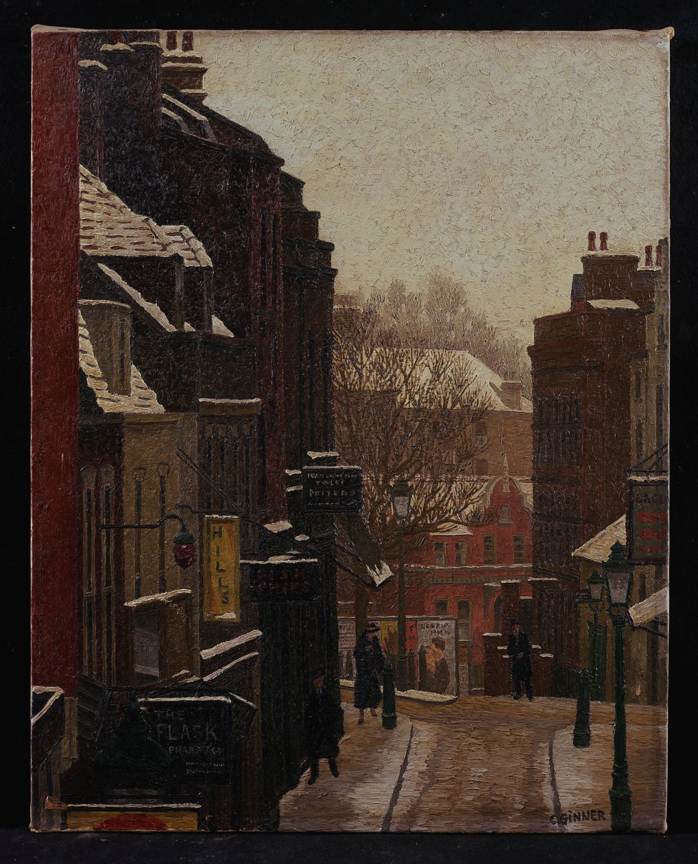 Flaskevandring under snø av Charles Ginner