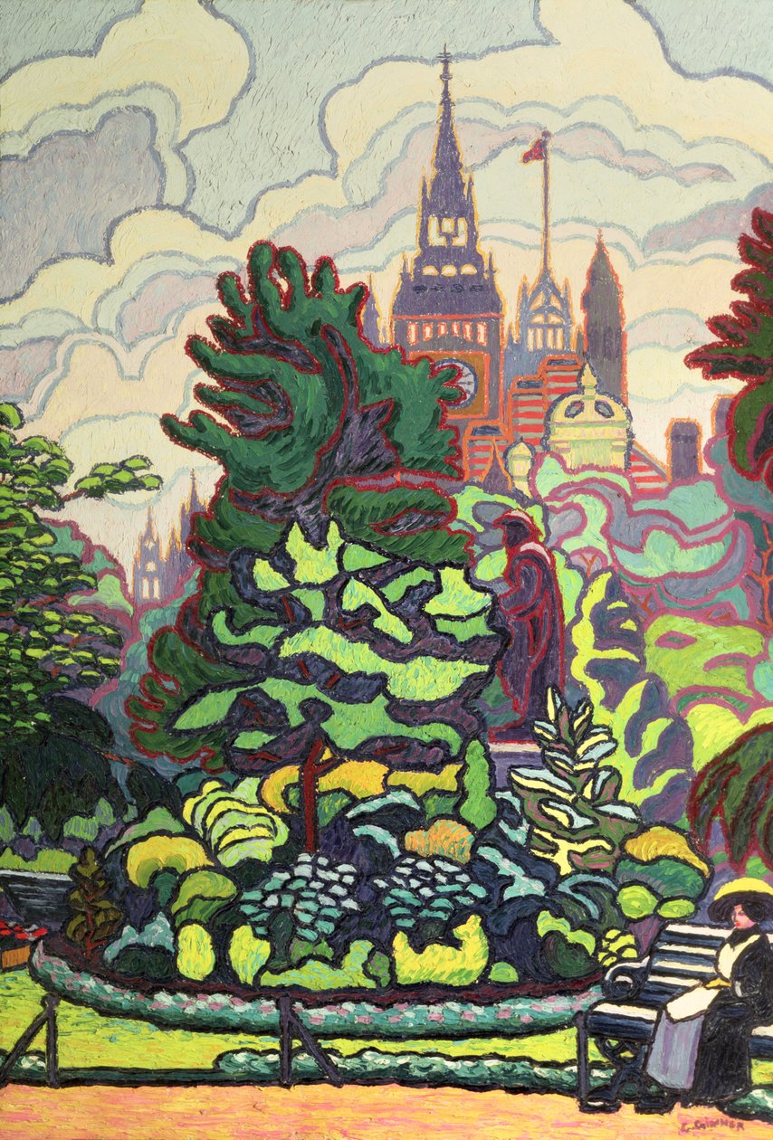 Hager langs Victoria Embankment av Charles Ginner