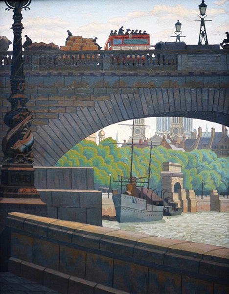 Old Waterloo Bridge (olje) av Charles Ginner