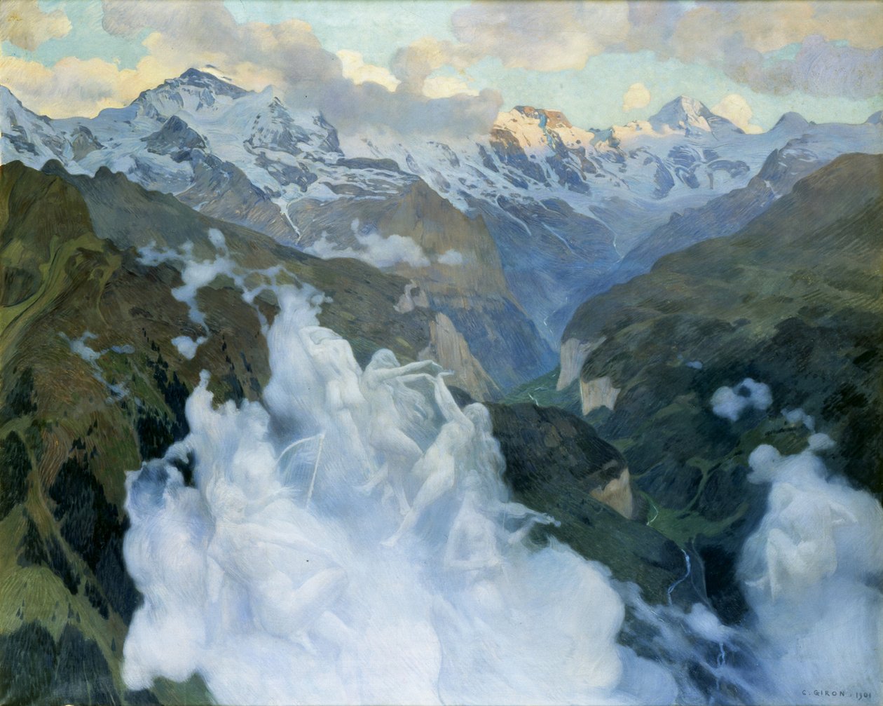 Skyer Lauterbrunnen-dalen, 1901. av Charles Giron