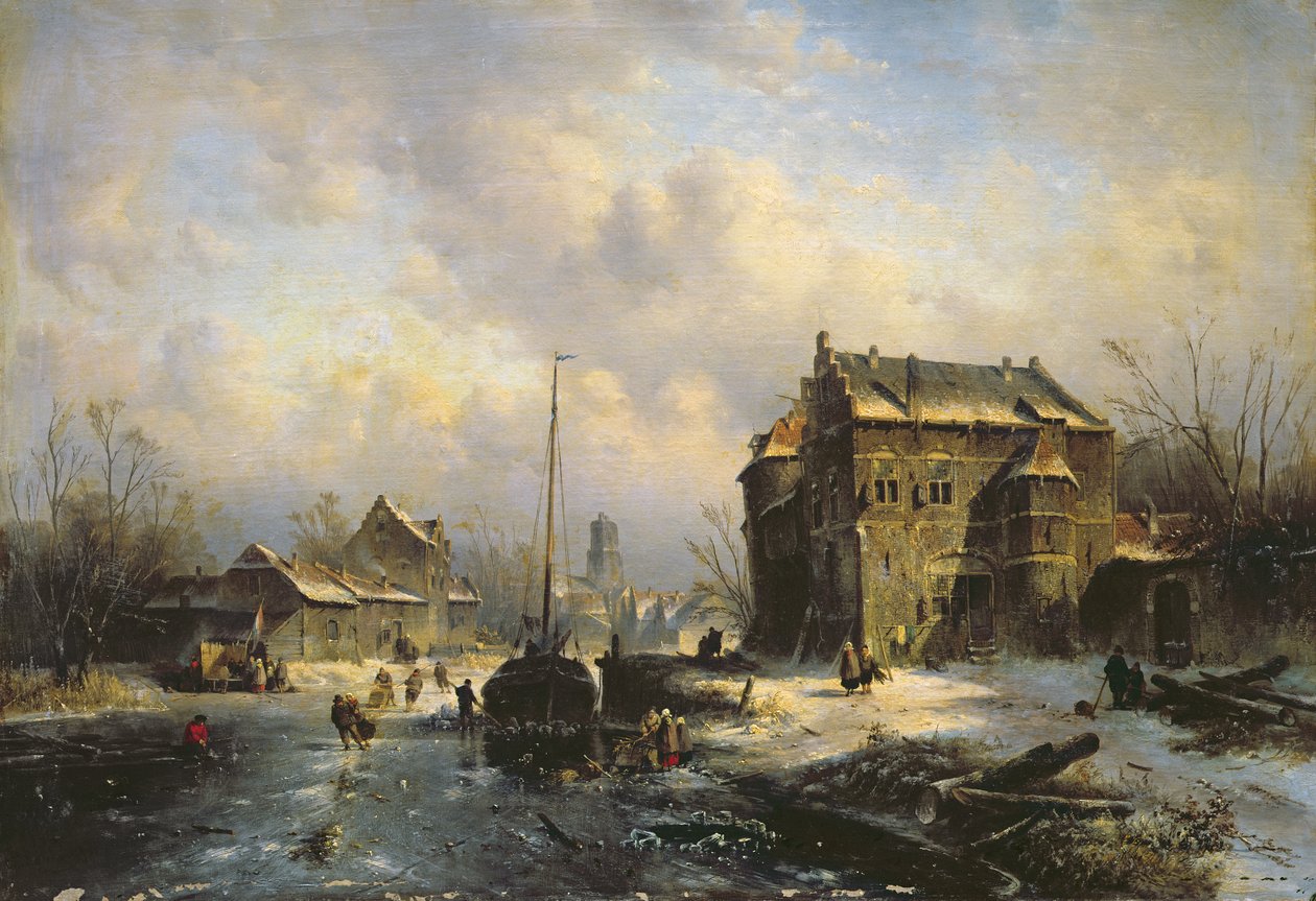 Vinterscene, 1851 av Charles Henri Joseph Leickert
