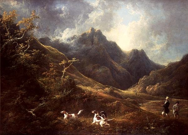 Skyting over hunder (olje på lerret) av Charles Henry Schwanfelder