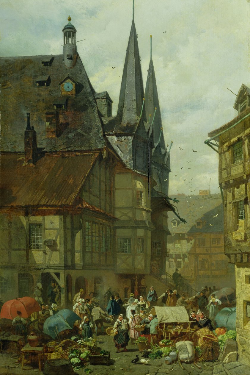 Markedsplassen i Wernigerode, 1861 av Charles Hoguet