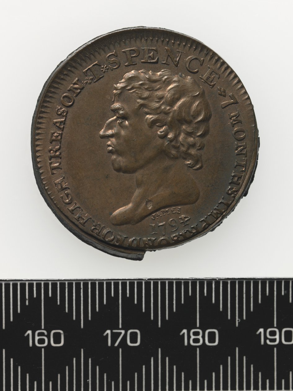 Byste av Thomas Spence Token, forside (kobber) av Charles James