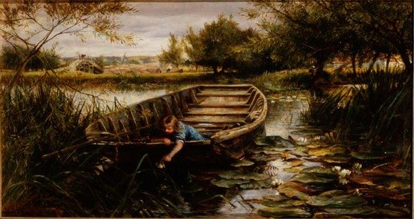 Å plukke vannliljer (brett) av Charles James Lewis