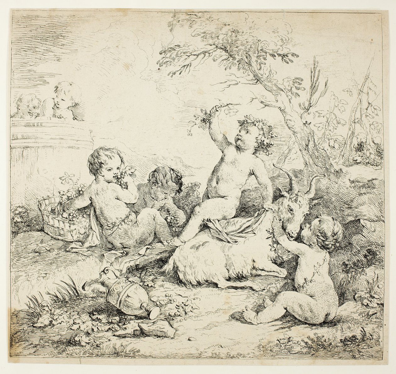 Kjeruber med en geit av Charles Joseph Natoire