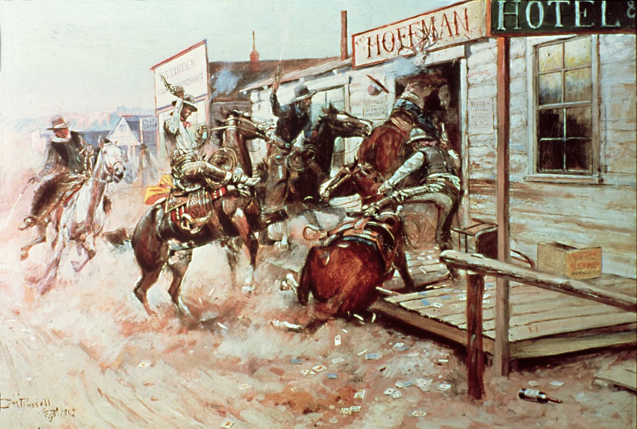 'In Without Knocking' (olje på lerret) av Charles Marion Russell