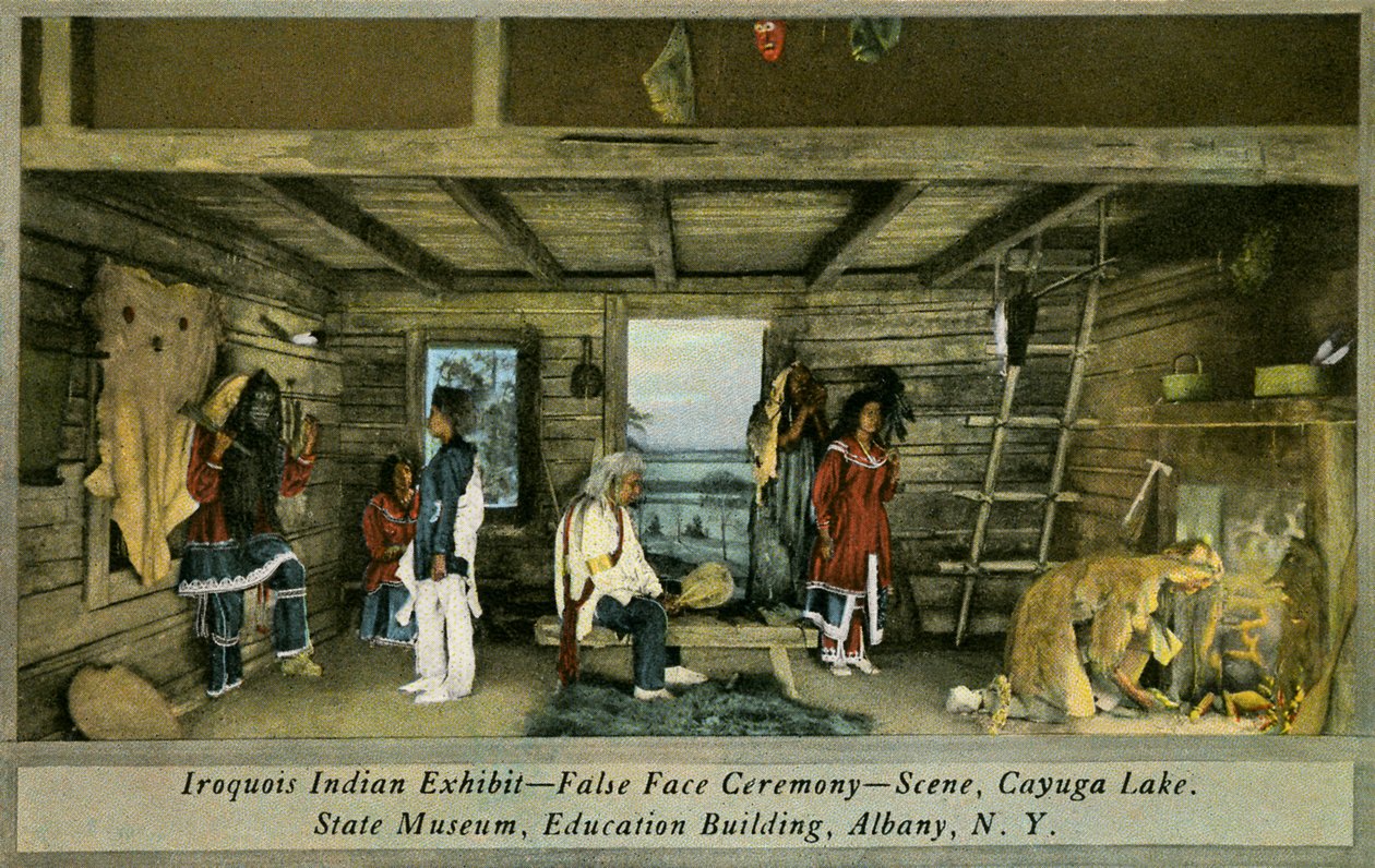 Iroquois indisk utstilling, State Museum, Albany av Charles Marion Russell