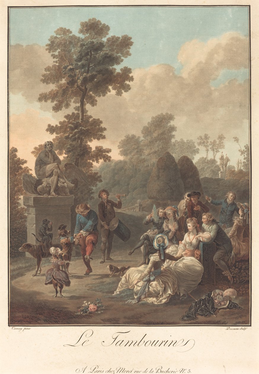 Tamburinen, ca. 1789. av Charles Melchior Descourtis
