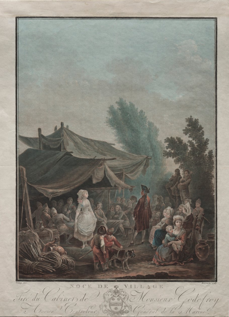 Landsbybryllup, 1785. av Charles Melchior Descourtis