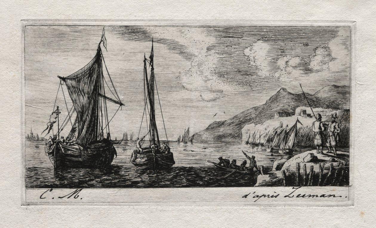 Calais - Flushing Boats, 1850. av Charles Meryon