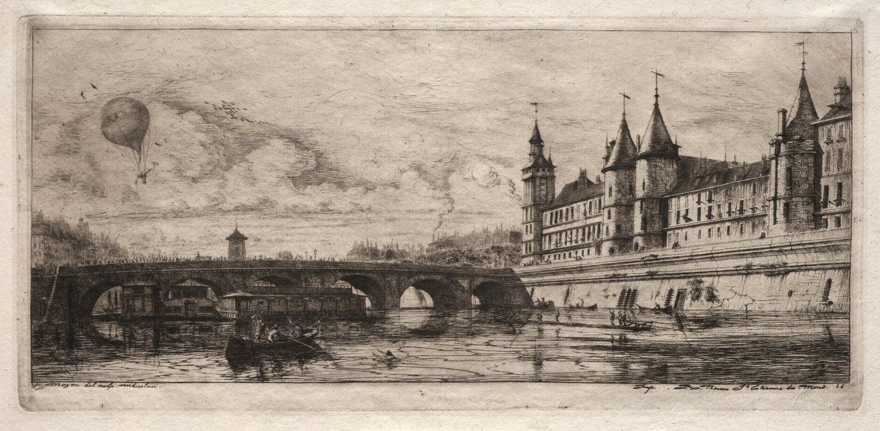 Etchings of Paris: The Exchange Bridge, 1854. av Charles Meryon