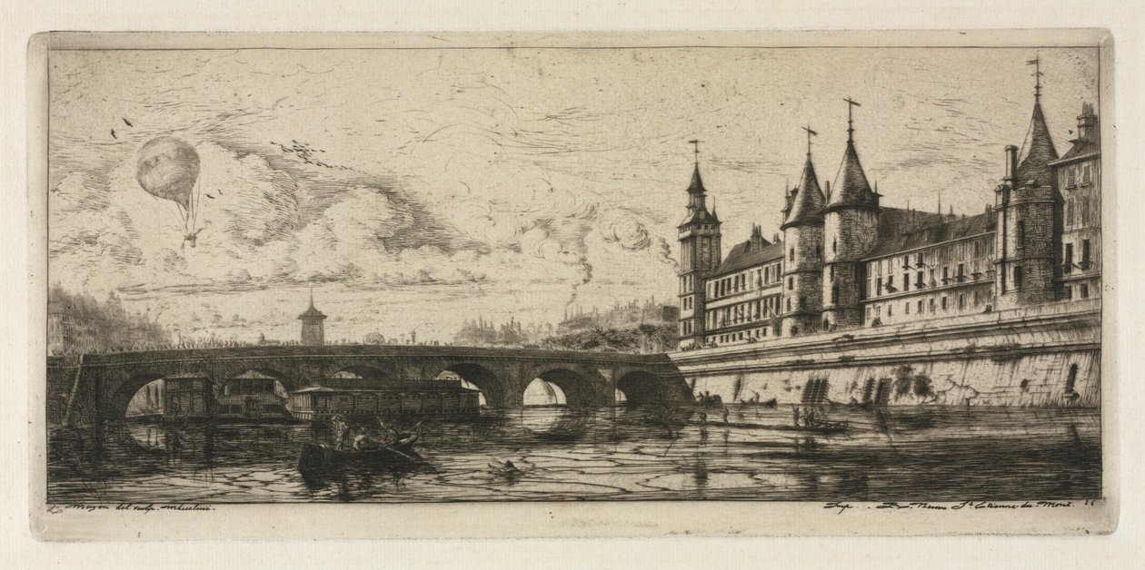 Etchings of Paris: The Exchange Bridge, 1854. av Charles Meryon