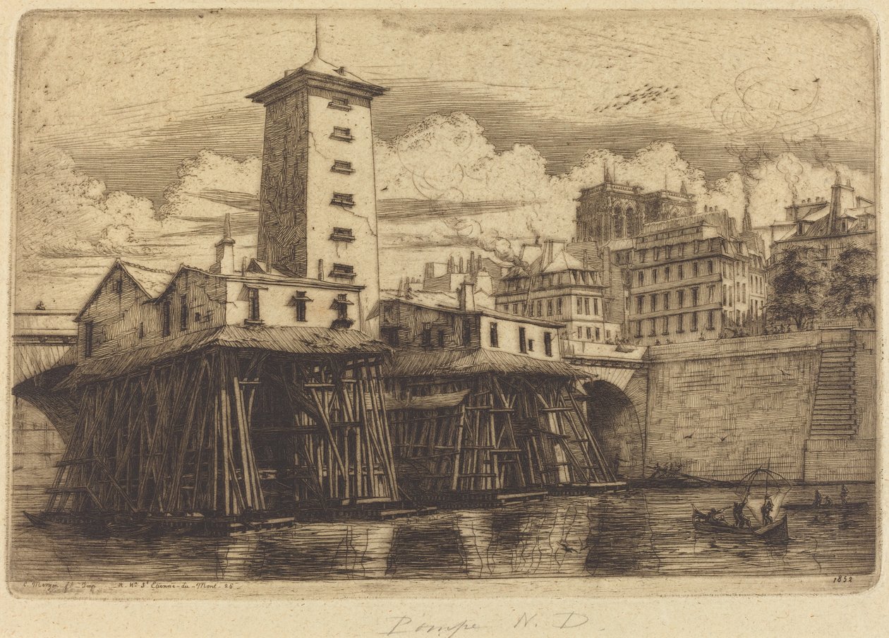 Notre-Dame-pumpen, Paris (Notre-Dame-pumpen) av Charles Meryon