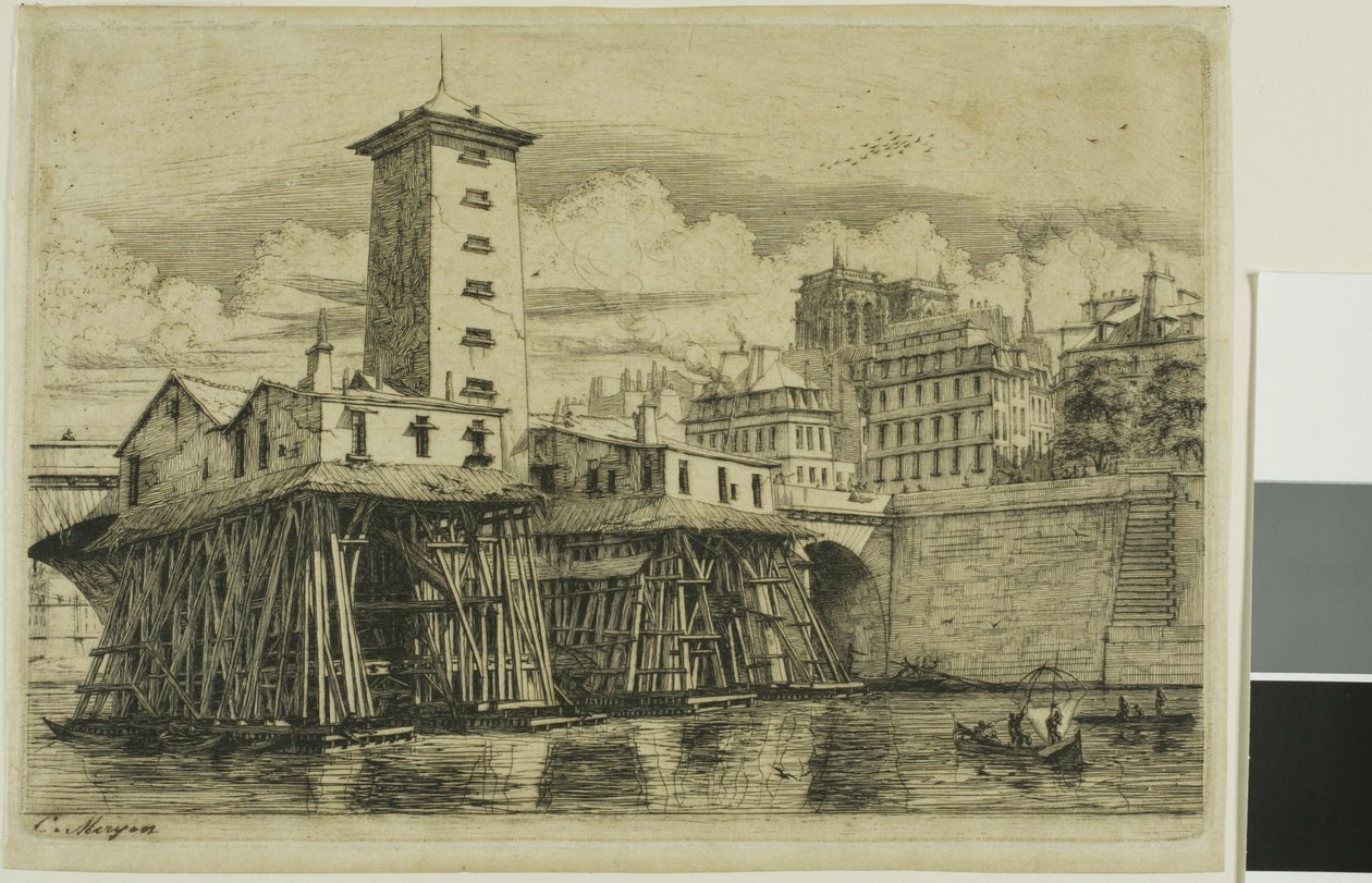 Notre-Dame Pump, Paris av Charles Meryon