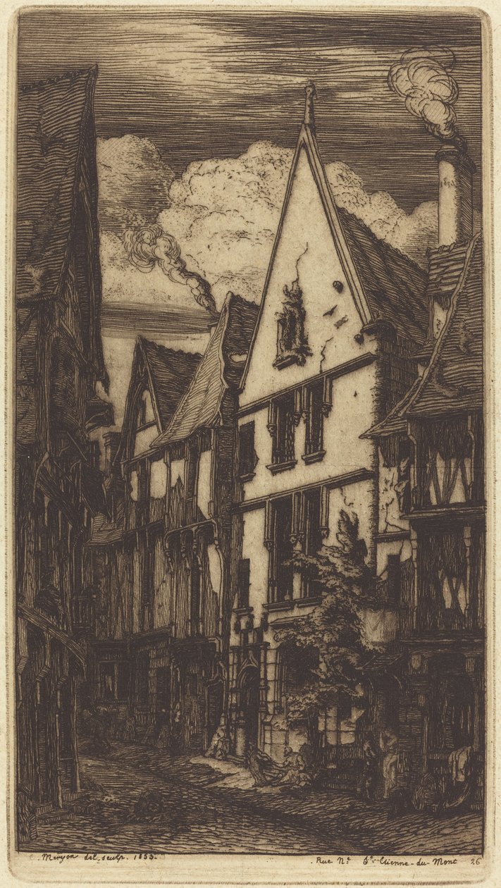Rue des Toiles, i Bourges av Charles Meryon