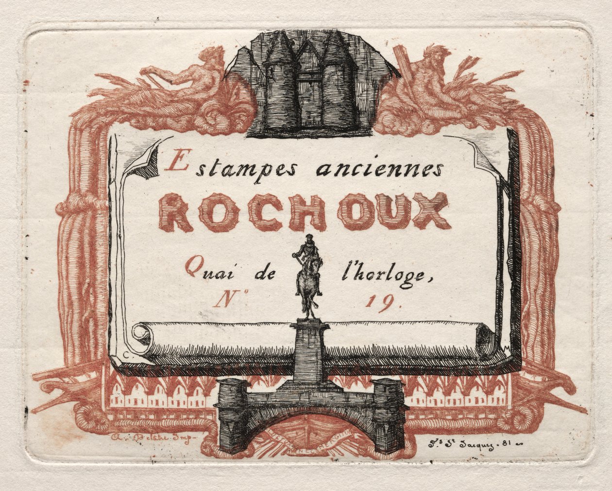 Adressekortet til Rochoux, en trykkeri av Charles Meryon