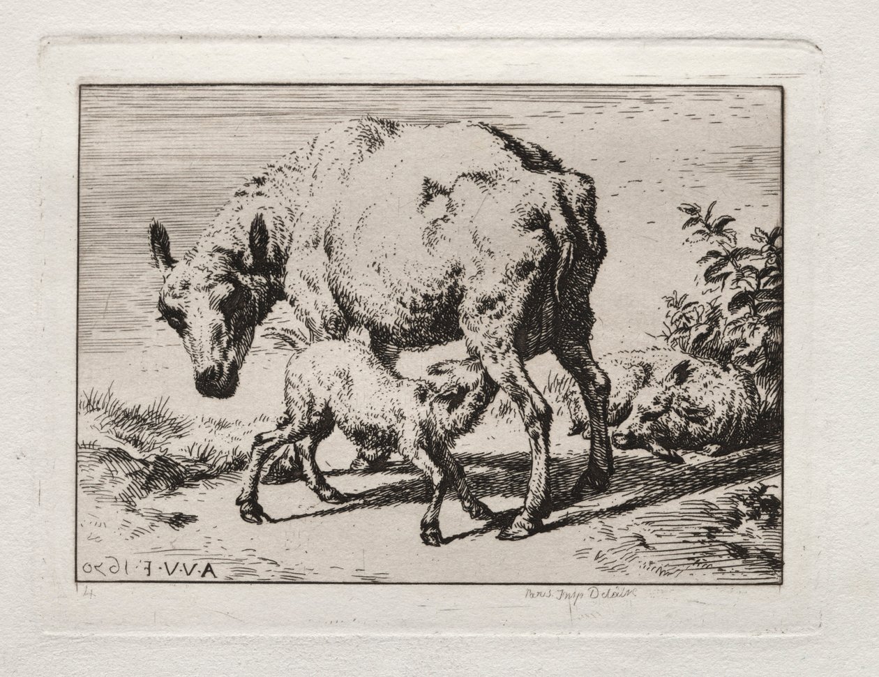 Sølven med to lam, 1850. av Charles Meryon