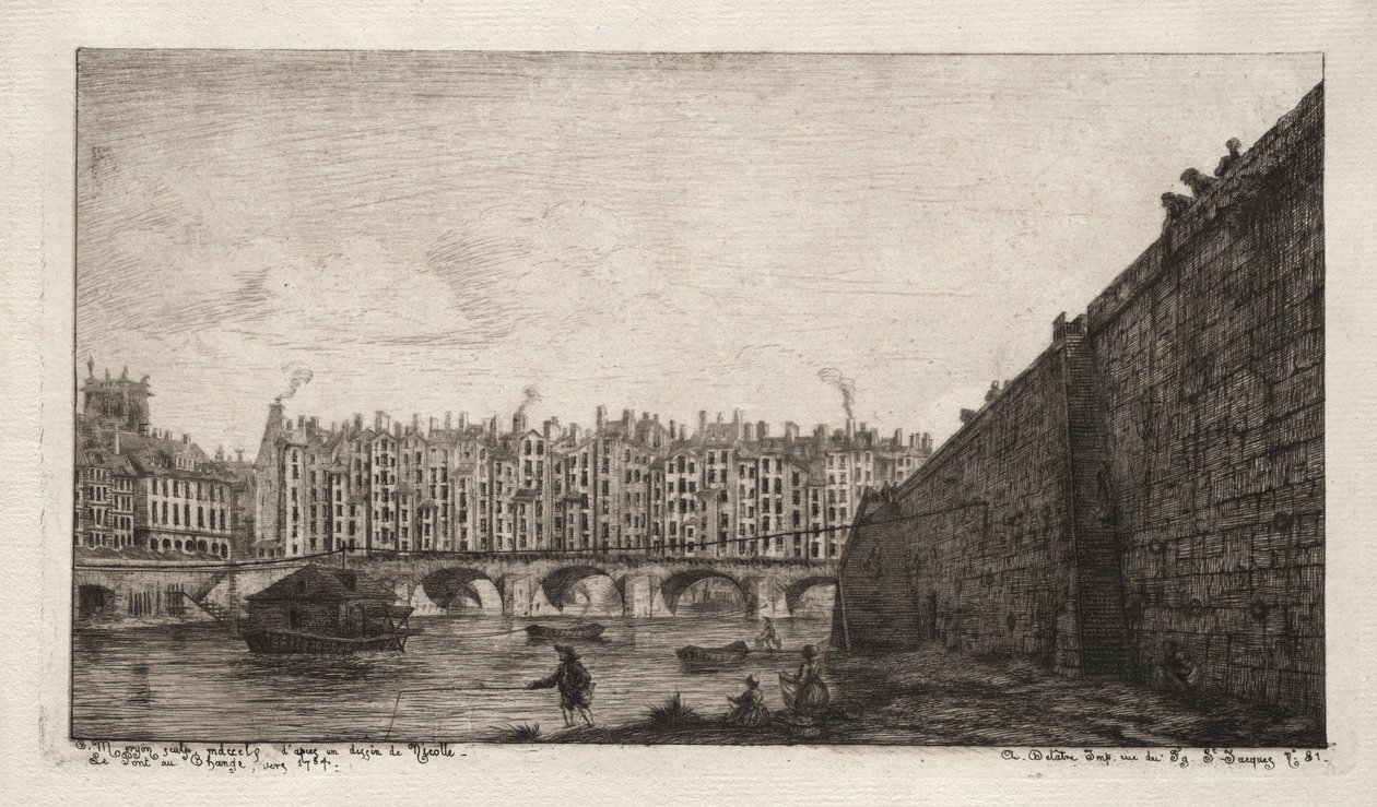 Exchange Bridge, Paris, ca 1784, 1855. av Charles Meryon