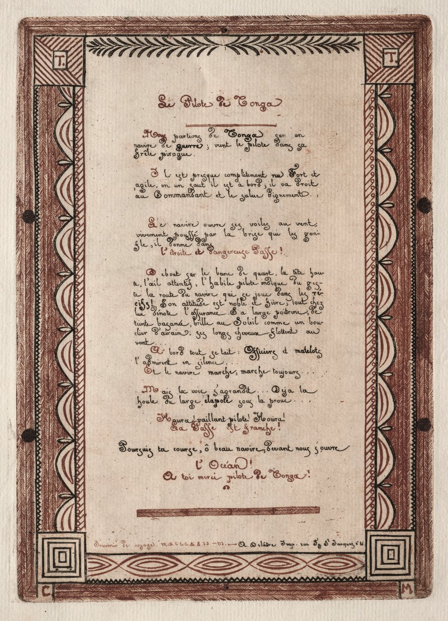 Vers til Piloten av Tonga, 1856. av Charles Meryon
