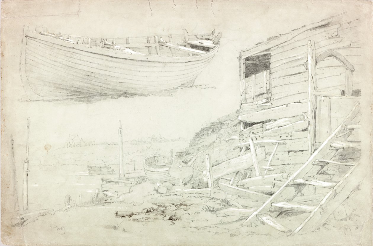 Studier (kroppsfarge og blyant på papir) av Charles Napier Hemy