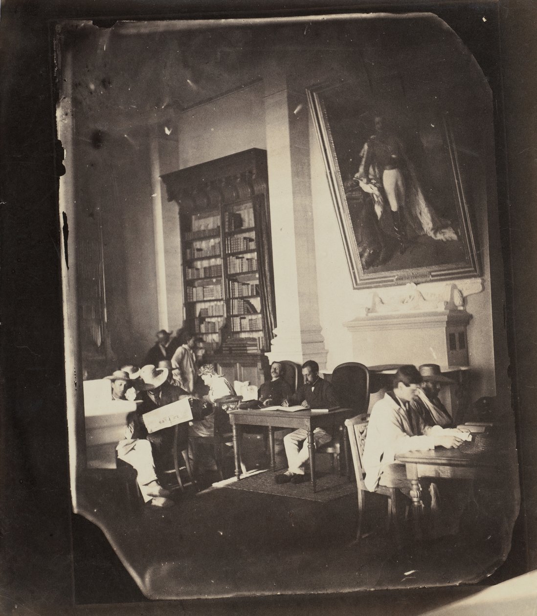 Imperialt asyl på Vincennes: biblioteket, 1858-59. av Charles Nègre
