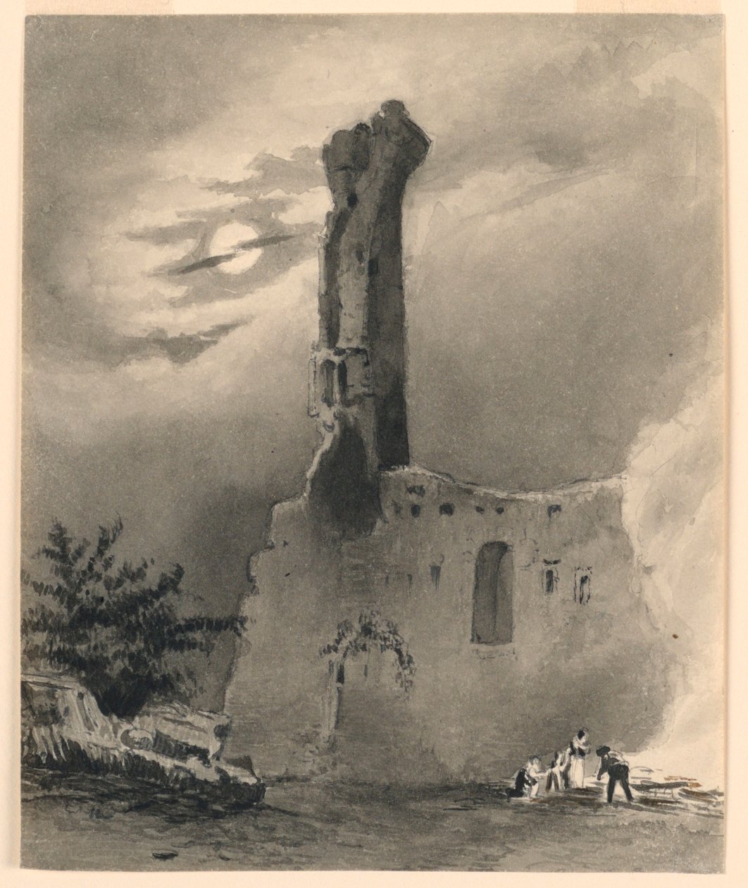 Ruinene av et middelalderslott av Charles Nicolas Ransonnette