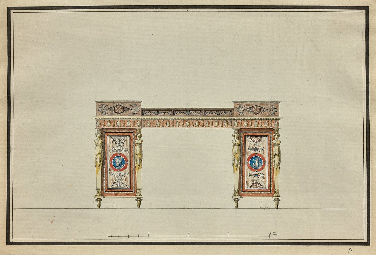 Design av et skrivebord, c. 1800. av Charles Percier