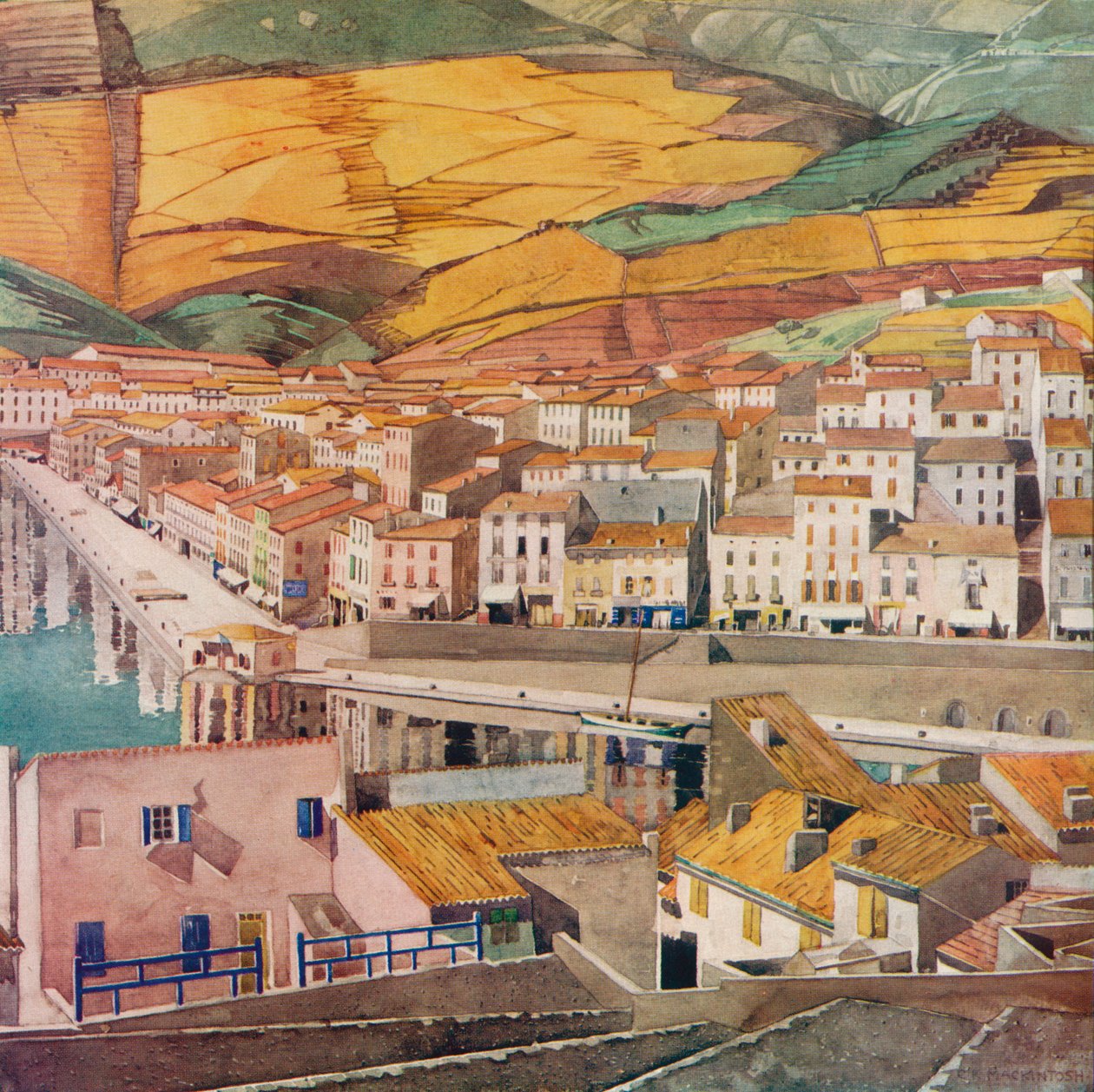 Port Vendres, byen, c1925 av Charles Rennie Mackintosh