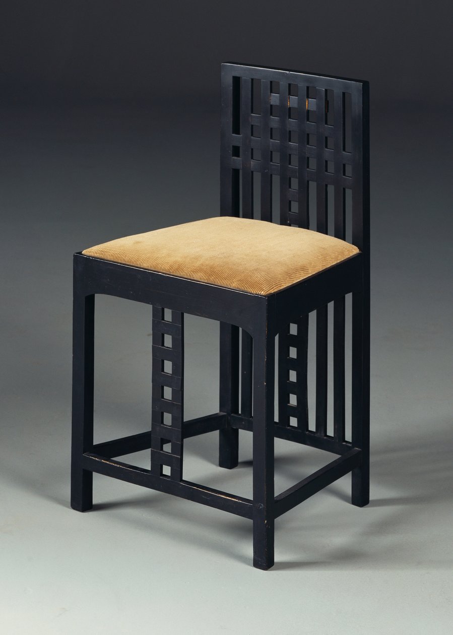 Sidestol, ca. 1905/10 (ebonisert tre) av Charles Rennie Mackintosh