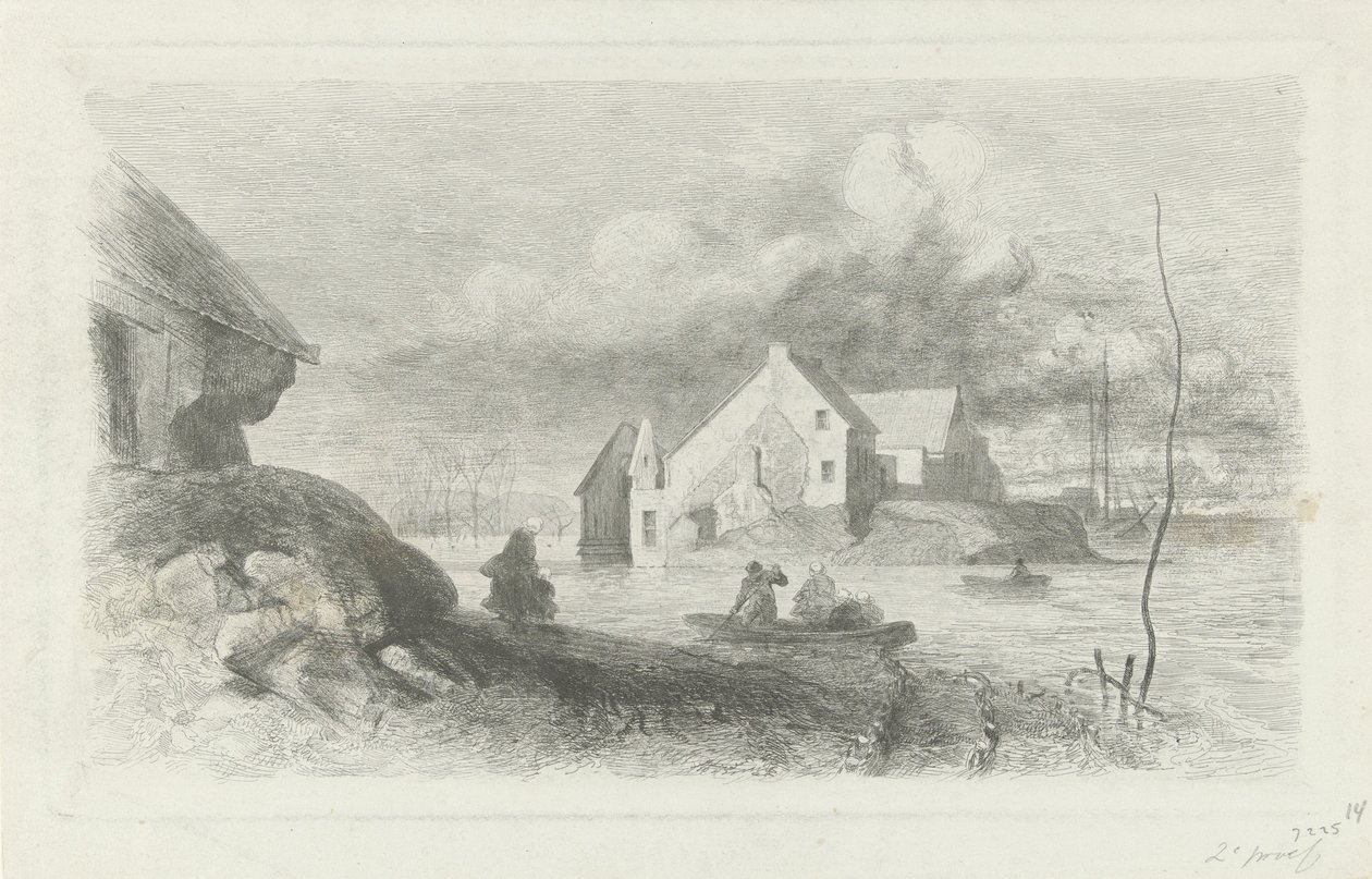 Flom ved Lith Flomkatastrofe 1855 (serietittel) av Charles Rochussen