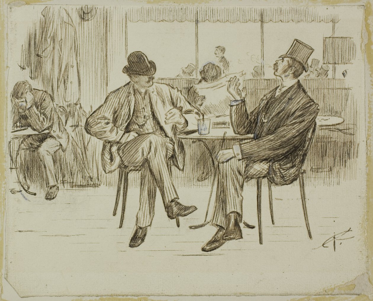 Kaféscene av Charles Samuel Keene
