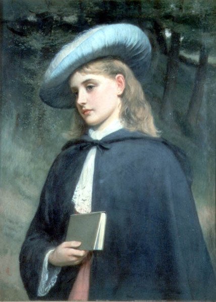 Jente som holder en bok av Charles Sillem Lidderdale