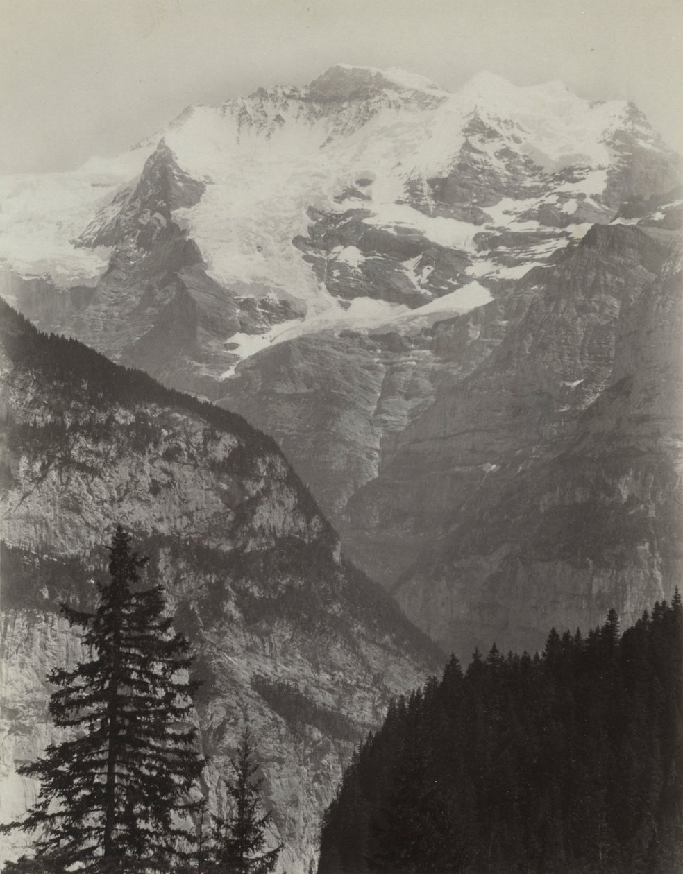 Jungfrau, Utsikt fra Mürren, Sveits, ca. 1860-årene. av Charles Soulier