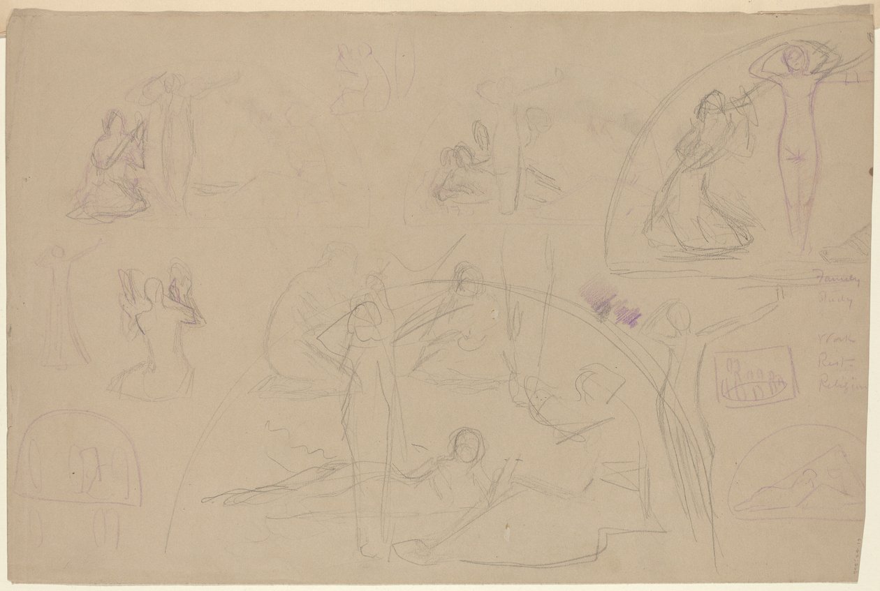 Studier for en Lunette [verso] av Charles Sprague Pearce