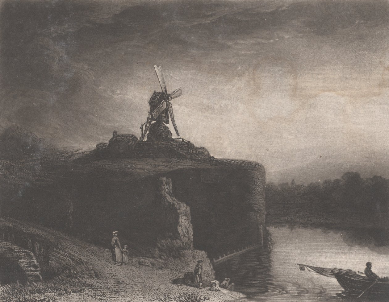 Rembrandts mølle, 1823. av Charles Turner