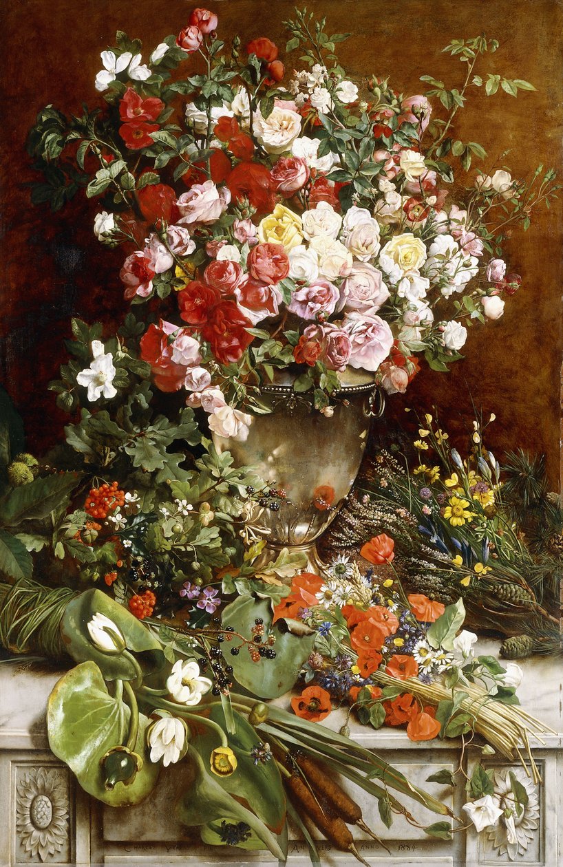 Hyllest til dronningen av blomster, 1884 av Charles Verlat