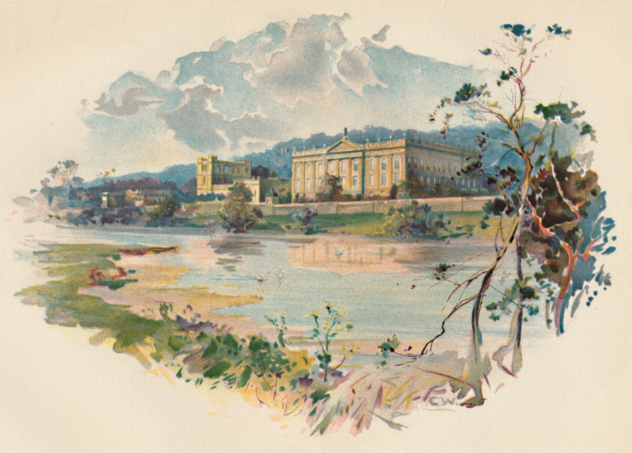 Chatsworth fra Derwent, c1890 av Charles Wilkinson