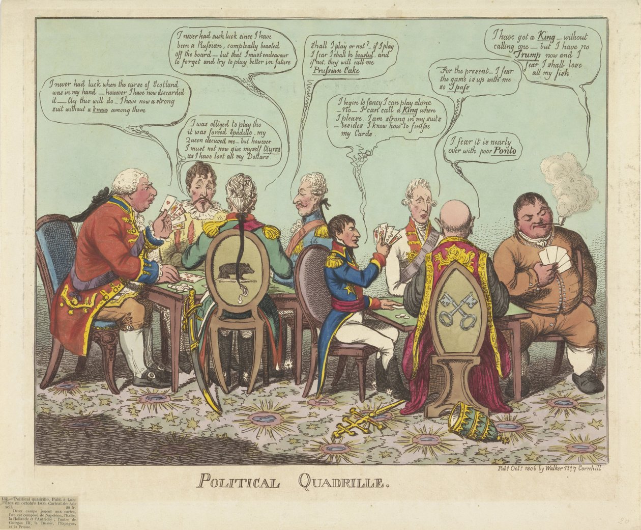 Politiek quadrille, 1806 Politisk kvadrille (tittel på objekt) av Charles Williams