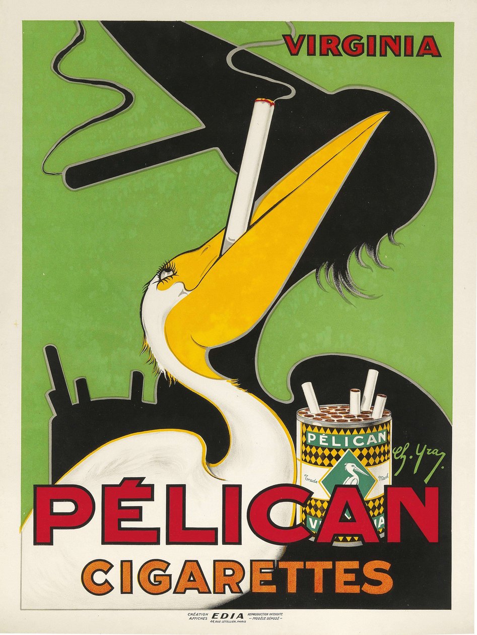 Pelican sigaretter, ca. 1930. av Charles Yray