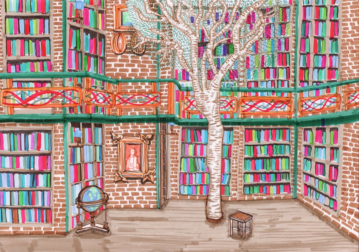 Tree Library, 2017 (penselpenner) av Charlotte Orr